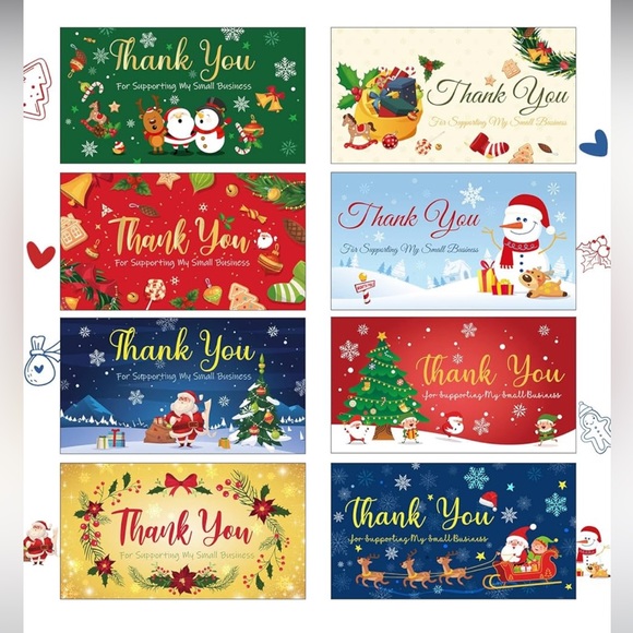 LAST SET🎄24 Christmas themed Thank you cards business card size- 8 designs - Picture 1 of 4